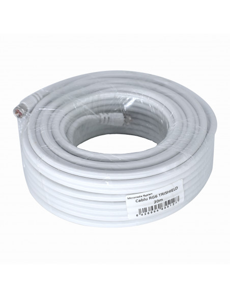 Cablu coaxial RG6 trishield, 20m, cu conectori F